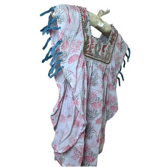 SKEMO Girls Sz 4 Magical Reef Embroidred Beaded Tassel Dress Tunic Top Flutter - Picture 8 of 10